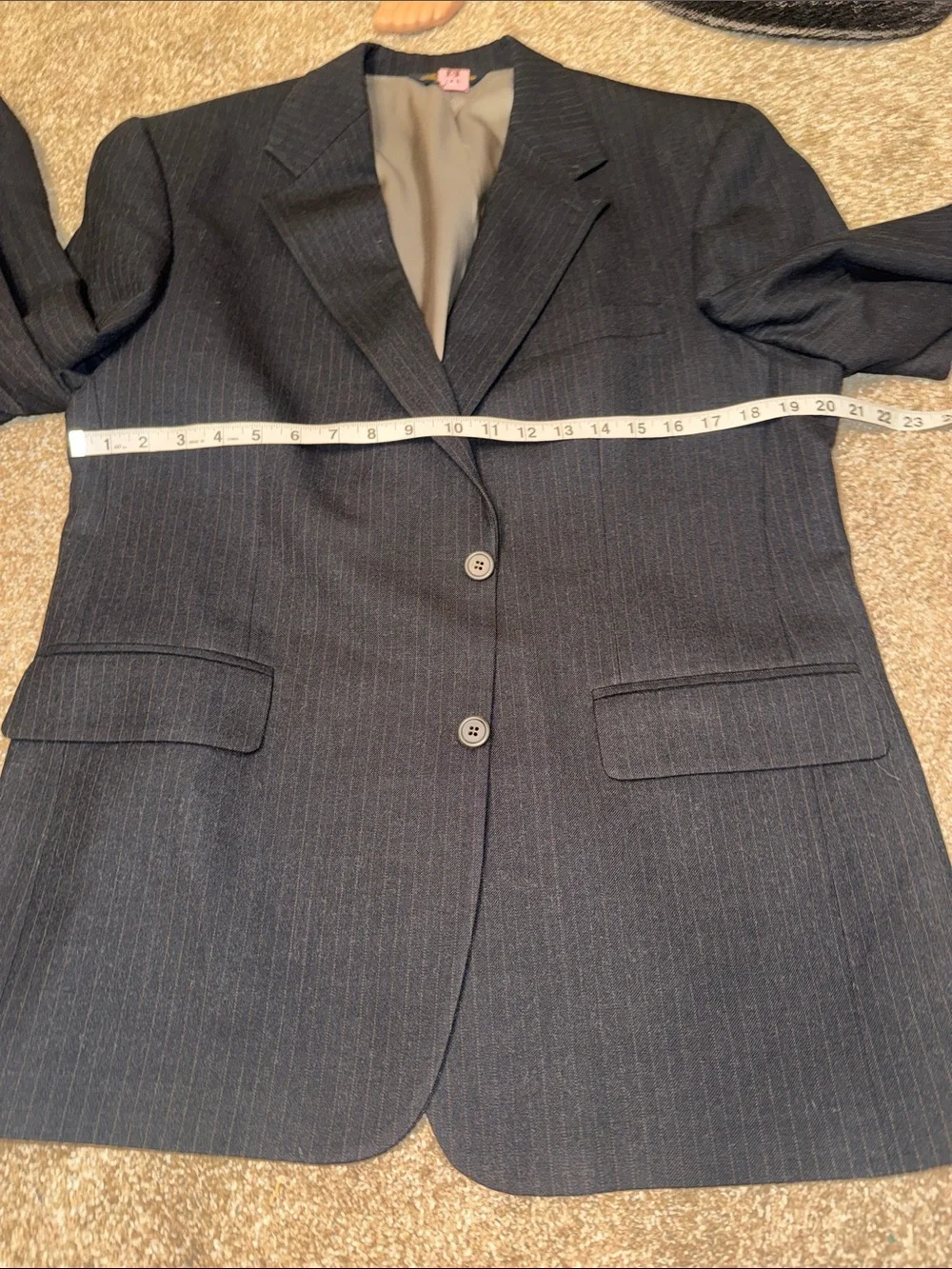Brooks Brothers Men's Dark Gray with rust Pinstripes Blazer Two-Button 43R